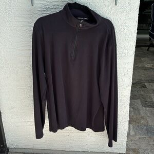 MICHAEL KORS Quarter-Zip Knit Top Mens Sz XXL Black Classic Long Sleeve